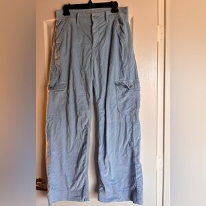 American Eagle Stretch Size 6 Super High Rise Baggy Wide Leg Cargo Corduroy Blue